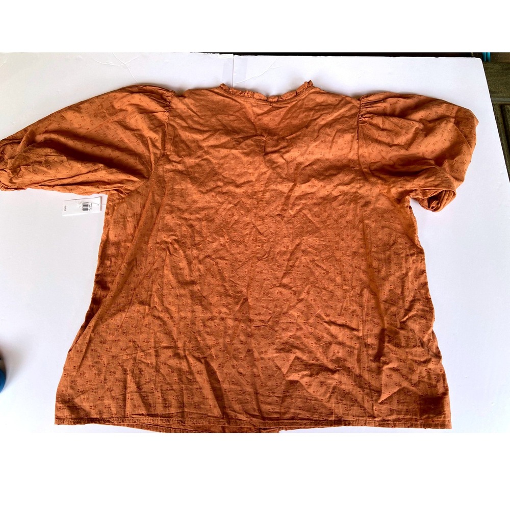 Old Navy Rust Orange Dobby Lace Puff Sleeve Blouse Top NWT 759672-02-1